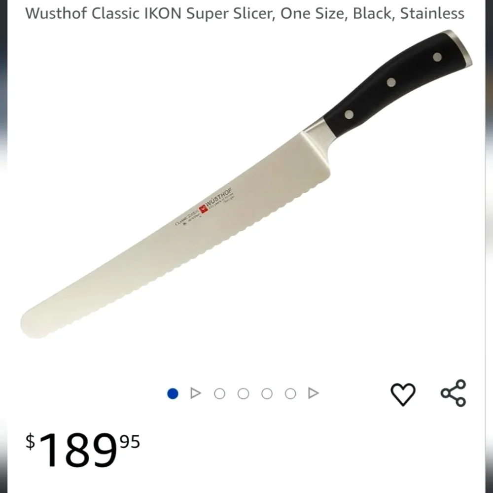 ❤️BUY 2 GET 1 FREE  Wusthof Classic IKON Super Slicer - Black Handle,4516/26cm